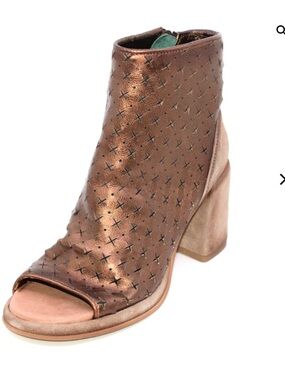 Felmini Handmade Women's Metallic Bronze Open-Toe Block Heel Boot new 38